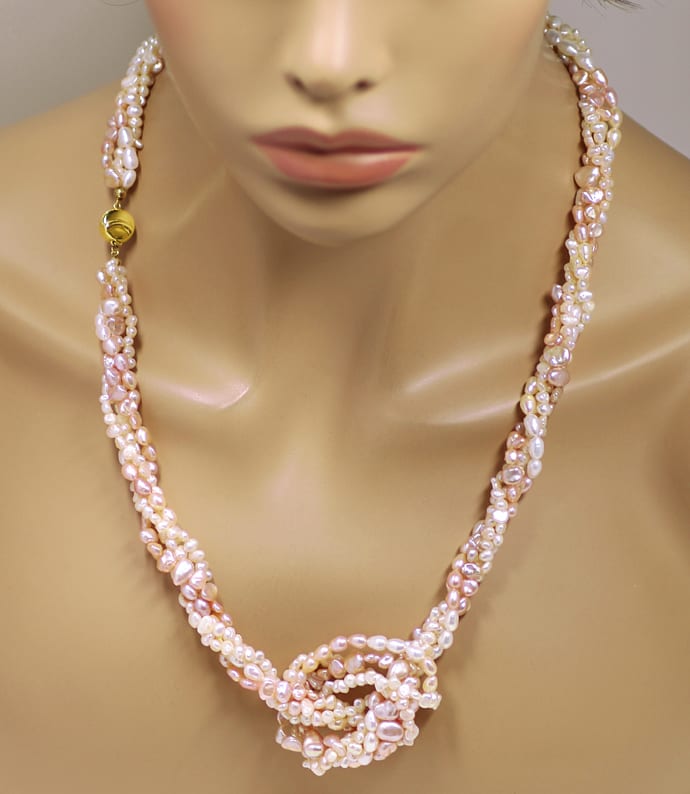 Foto 4 - Perlenkette pastellfarben vierreihig Goldverschluss 14K, Q0716
